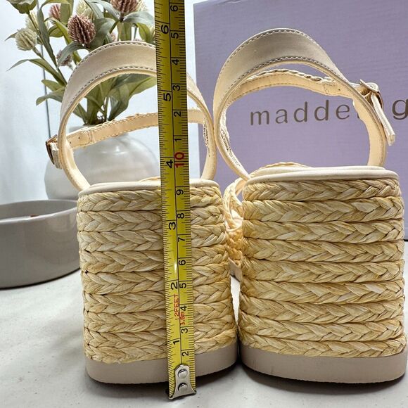 Madden Girl Vault Raffia Wedge Espadrille Sandals Cream Women's 8.5M Cushioned - Picture 6 of 13